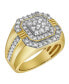 Фото #5 товара Golden Gloves Natural Certified Diamond 1.75 cttw Round Cut 14k Yellow Gold Statement Ring for Men