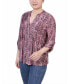 ფოტო #5 პროდუქტის Petite 3/4 Roll Tab Sleeve Printed Pintuck Top