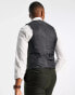 ASOS DESIGN wedding skinny wool mix suit waistcoat in dark green herringbone