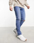 Jack & Jones – Zerrissene Jeans mit schmalem Schnitt in Mittelblau