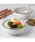 6.5" White Embossed Diamond Stoneware Ramen Noodle Bowls, Set of 2