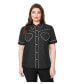 Фото #1 товара Plus Size Collared Button Down Heart Pocket Yoke Top
