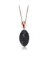 Фото #1 товара Sterling Silver 18K Rose Plated with Cubic Zirconia Black Teardrop Pendant