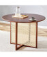 Retro Chinese Solid Wood Round Imitation Rattan Table Desk