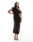 Фото #2 товара ASOS DESIGN fallen shoulder with twist plisse maxi dress in chocolate