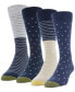 ფოტო #1 პროდუქტის Men's 4-Pack Casual Dot Stripe Crew Socks