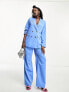 Pieces double breasted blazer co-ord in blue