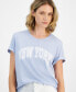 ფოტო #3 პროდუქტის Juniors' Skylight New York Graphic T-Shirt