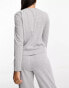 Фото #8 товара ASOS DESIGN mix & match cotton long sleeve henley pyjama top in grey marl