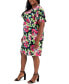 Фото #3 товара Plus Size Printed Flutter-Sleeve Faux-Wrap Dress