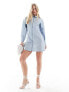 Фото #10 товара ASOS DESIGN parachute mini zip through shirt dress in air force blue