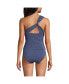 Фото #2 товара Women's Chlorine Resistant Shine Shirred One Shoulder Tankini Swimsuit Top