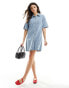 Фото #2 товара Object pinstripe mini shirt dress in light denim