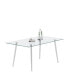 0.32" Thick Tempered Glass Top Dining Table With Silver Stainless Steel Legs