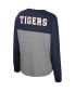 Фото #3 товара Women's Heather Gray, Navy Distressed Auburn Tigers Jelly of the Month Oversized Tri-Blend Long Sleeve T-shirt