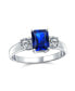 ფოტო #1 პროდუქტის Timeless Classic Style 2CT Rectangle Clear Emerald Cut Three Stone Past Present Future Promise Engagement Ring For Women Sterling Silver Plain Band