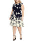 Фото #1 товара Plus Size Scuba-Crepe Floral-Print Fit & Flare Dress