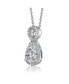 Sterling Silver White Gold Plated Clear Pear with Round Cubic Zirconia Halo Infinity Necklace