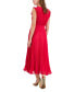 Фото #2 товара Women's Belted Pleated Chiffon Midi Dress