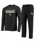 ფოტო #1 პროდუქტის Men's Black, Heathered Charcoal Distressed UCF Knights Meter Long Sleeve T-shirt and Pants Sleep Set