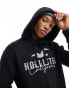 Фото #3 товара Hollister cord tech logo hoodie in black