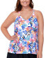 Фото #3 товара Plus Size Tropical-Print Tankini Top, Created for Macy's