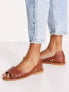 Фото #7 товара ASOS DESIGN Francis leather woven flat sandals in tan