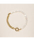 18K Gold Plated Freshwater Pearl with Cuban Chain - Lauren Bracelet 8" For Women and Girls