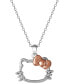 ფოტო #1 პროდუქტის Hello Kitty Silhouette 18" Pendant Necklace in Sterling Silver & 18k Rose Gold-Plate, Created for Macy's