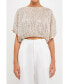 ფოტო #1 პროდუქტის Women's Sequins Cropped Puff Top