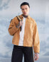 ASOS DESIGN washed harrington jacket in tan