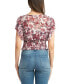 ფოტო #2 პროდუქტის Juniors' Printed V-Neck Smocked-Hem Flutter-Sleeve Top