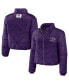 ფოტო #1 პროდუქტის Women's Purple Baltimore Ravens Cropped Puffer Full-Zip Jacket