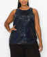 Фото #1 товара Plus Size Sequin Side Ruched Tank Top