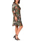 Women's Green Paisley Print Long Sleeve Knee Length Dress