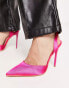 Truffle Collection pointed sling back stiletto heeled shoes in pink satin