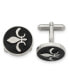 Stainless Steel Polished Enameled Fleur de lis Circle Cufflinks