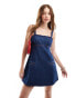 Фото #3 товара ASOS DESIGN denim pinafore dress in mid blue