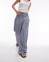 Фото #4 товара Topshop low slung tailored stripe trouser in blue