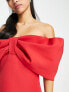 Фото #3 товара Forever New fallen shoulder bow mini dress in red