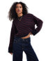 Фото #1 товара ASOS DESIGN crew neck jumper with chunky trims in navy stripe