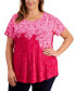 Фото #3 товара Plus Size Garden Etch Short-Sleeve Top, Created for Macy's