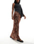 Фото #1 товара ASOS DESIGN floaty floral leopard mesh maxi skirt in brown