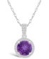 Amethyst (1-1/4 ct. t.w.) and Lab Grown Sapphire (1/6 ct. t.w.) Halo Pendant Necklace in 10K White Gold