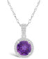 Фото #1 товара Macy's amethyst (1-1/4 ct. t.w.) and Created Sapphire (1/6 ct. t.w.) Halo Pendant Necklace in 10K White Gold