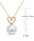 ფოტო #4 პროდუქტის Cultured Freshwater Pearl (9-1/2mm) & Diamond (1/20 ct. t.w.) Heart 17" Pendant Necklace in 10k Gold