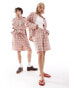 Фото #1 товара Reclaimed Vintage unisex short in pink check co-ord