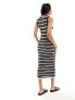 Фото #7 товара Nobody's Child textured knitted midi dress in black and white stripe