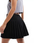 Mango pleated tailored mini skirt in black