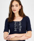 ფოტო #3 პროდუქტის Women's Ribbed Short-Sleeve Top